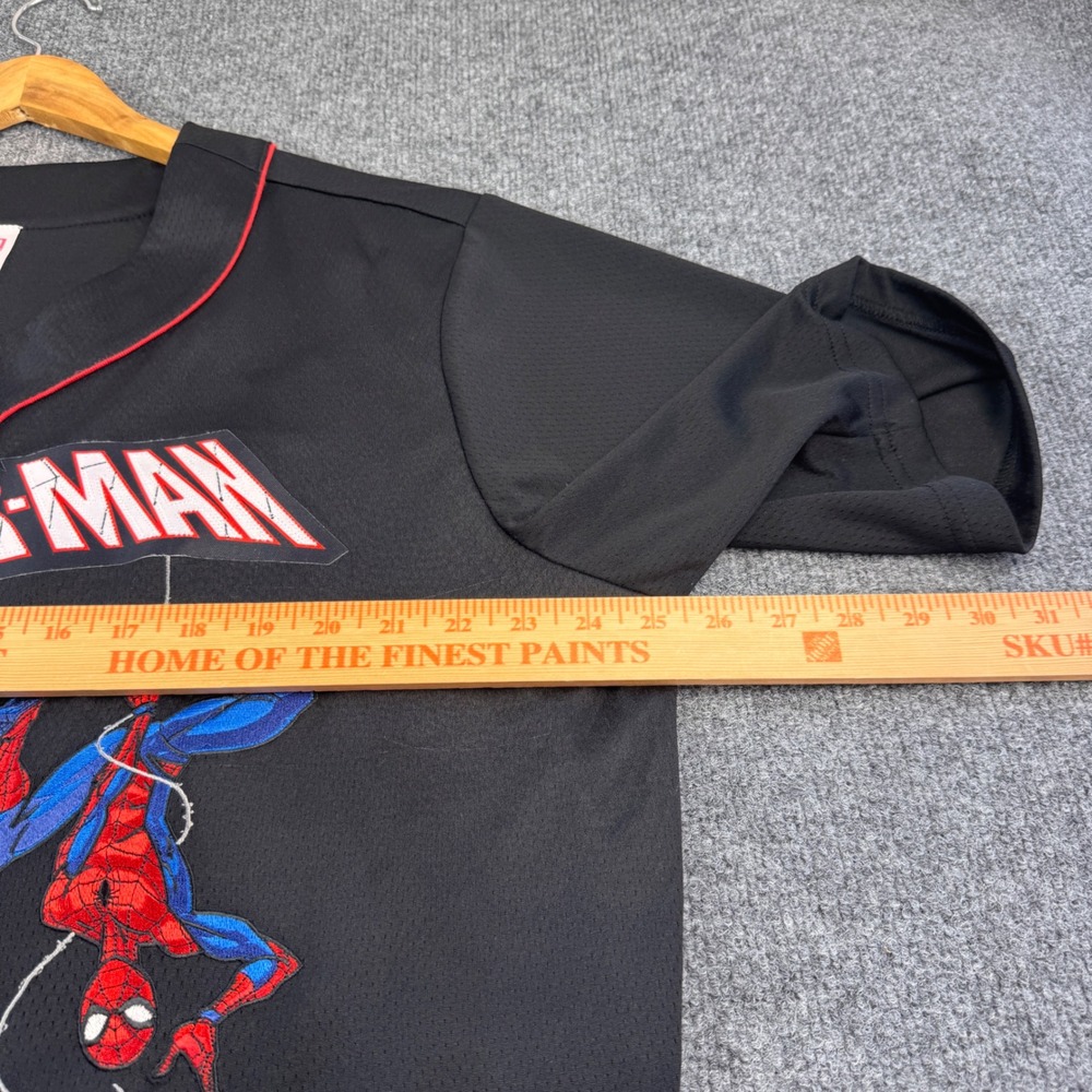 Marvel Spider-Man Baseball Jersey Mens XL Black Good Embroidered Mesh 62 - Picture 11 of 11